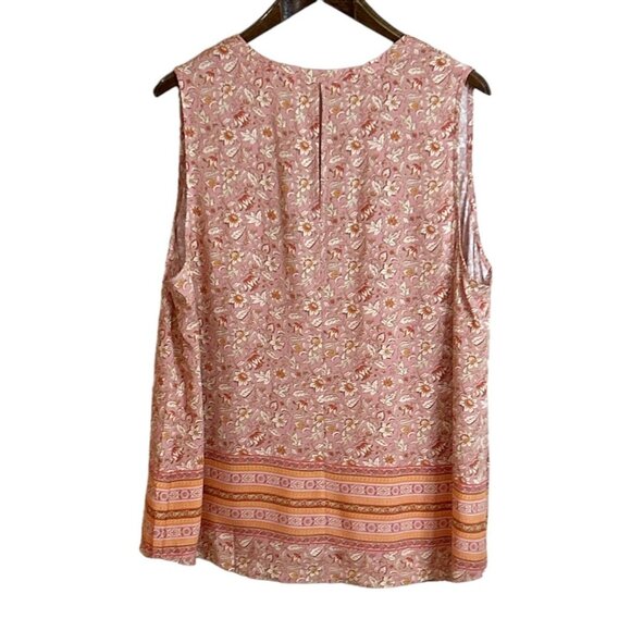 Daniel Rainn Women's Floral Print Tie Front Sleeveless Blouse Coral Size 2X NWT - Picture 2 of 4